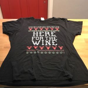 Christmas T-Shirt (Here for the Wine)